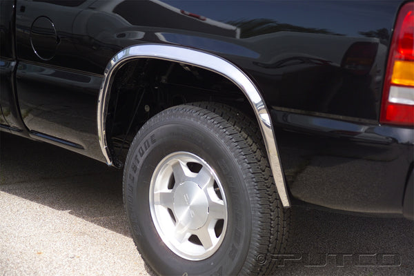 Stainless Steel Fender Trim-Chevrolet Silverado - Full W/O Fender Flares - 1.5" Wide Stainless Steel Fender Trim-Chevrolet Suburban - Full W/O Fender Flares - 1.5" Wide Stainless Steel Fender Trim-GMC Sierra / 01-04 HD