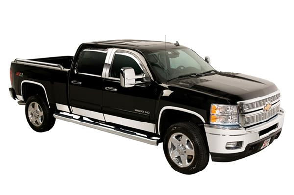 Stainless Steel Rocker Panels-RAM 1500 Quad Cab 8 ft Long Box - 5.5" Wide - 12 pcs (W/O Factory flares - parts will not cover style indentation)