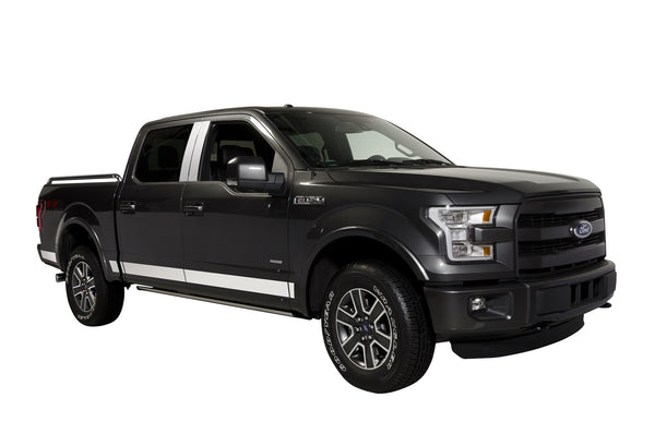 Stainless Steel Rocker Panels-Ford F-150 Super Crew Cab 5.5ft Short Box (4.25" tall, 12 Pieces)