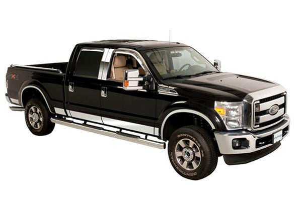 Stainless Steel Rocker Panels-Ford Super Duty - Crew Cab 6.5ft Standard Box - 12 pcs, 6.25 Inches Wide.
