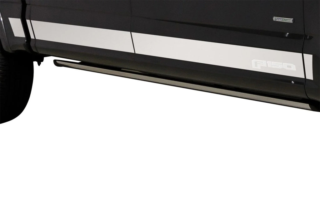Ford Licensed Stainless Steel Rocker Panels-Ford Super Duty Super Cab 8 ft Box  - 12pcs, 4.25 Inches Wide