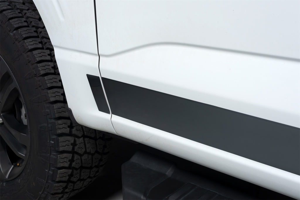 Black Platinum Rocker Panels  -Ford F-150 Super Cab 6.5 ft Standard Box (4.25" tall, 12 Pieces)