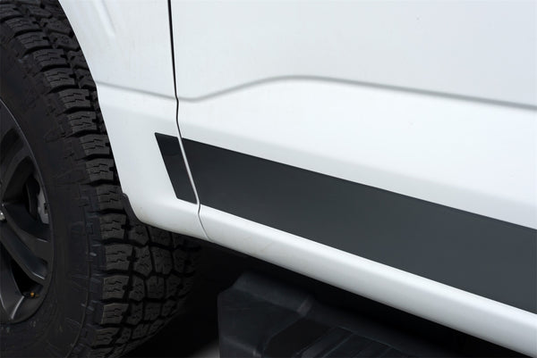 Black Platinum Rocker Panels  -Ford F-150 Super Cab 6.5 ft Standard Box (4.25" tall, 12 Pieces)