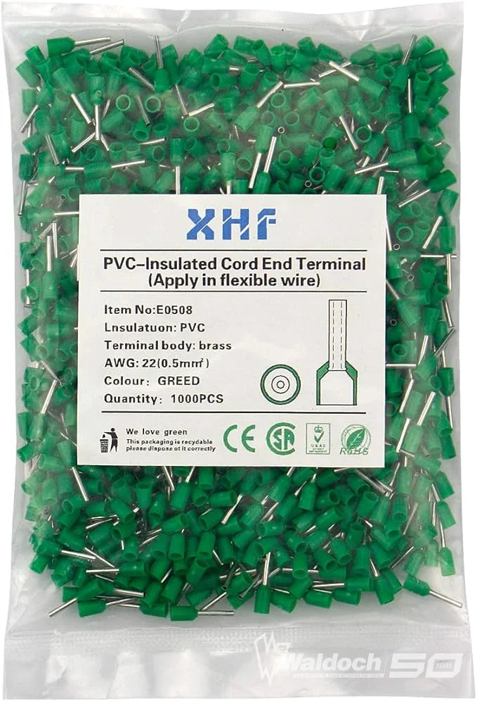 XHF 1000 PCS AWG 16/1.5mm² Green Wire Ferrules