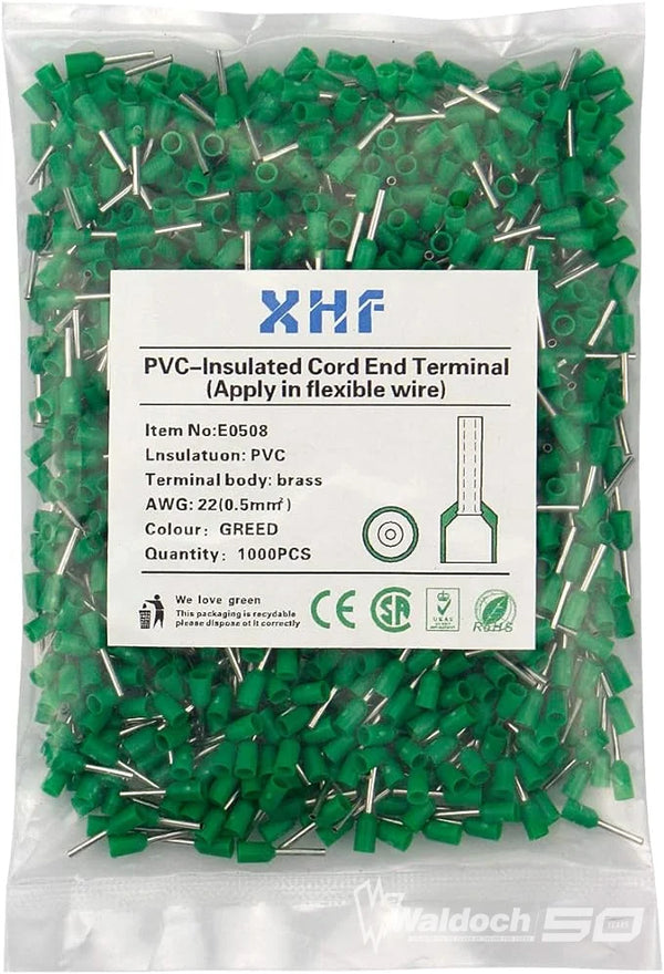 XHF 1000 PCS AWG 16/1.5mm² Green Wire Ferrules
