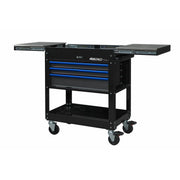 Boxo USA - Pro Series | 35" 3-Drawer Slide-Top Service Cart Tool Box Black with Blue Handles 35SBM-BK-B