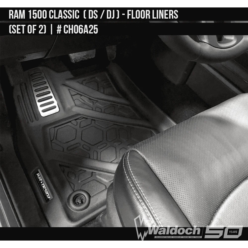2010-2023 Dodge RAM 1500 Classic DS/DJ Floor Liner Set (Front Row)  Soft Touch Texture  Black