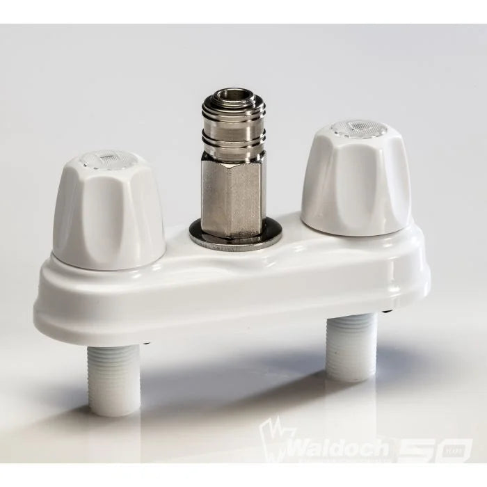 White RV Quick Disconnect Valve 4" on center installation