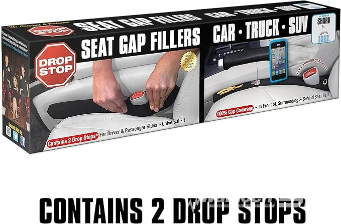 Drop Stop - The Original Patented Car Seat Gap Filler  -  Slide Free Pad and Light