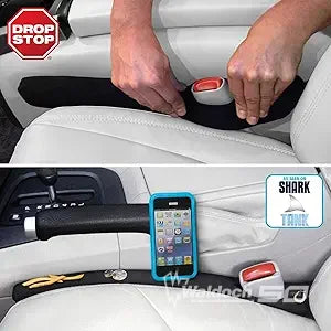 Drop Stop - The Original Patented Car Seat Gap Filler  -  Slide Free Pad and Light