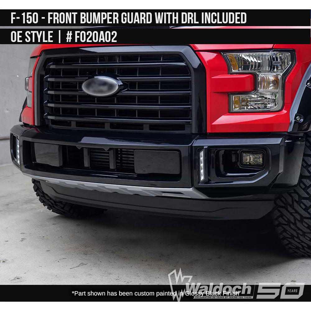 2015-2017 Ford F-150 OE Style Front Bumper Guard with DRL included  Painted  Satin Black and Satin Silver Install Ready