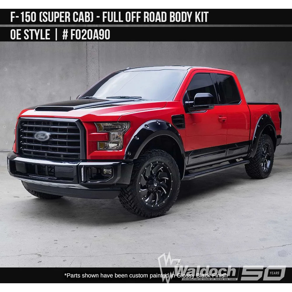 2015-2017 Ford F-150 Off-Road Full Kit with OE Style FBG Supercrew Painted  Satin Black Install Ready