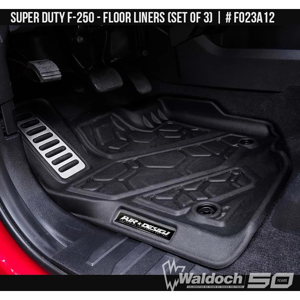 2017-2020 Ford F-250 Superduty Floor Liner Set (Front and Rear Row) Supercrew Soft Touch Texture  Black