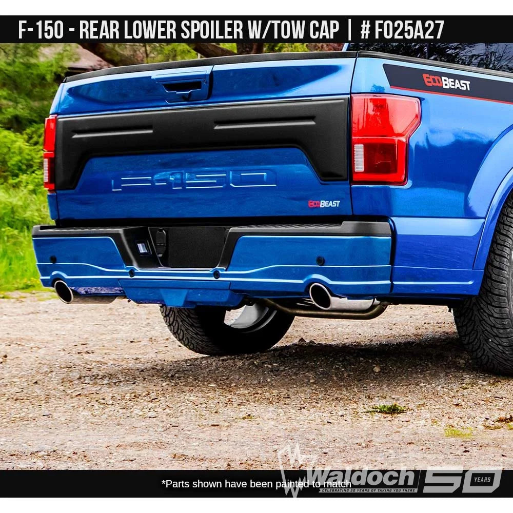2018-2020 Ford F-150 Rear Lower Skirt with Tow Cap  Painted  Satin Black Install Ready