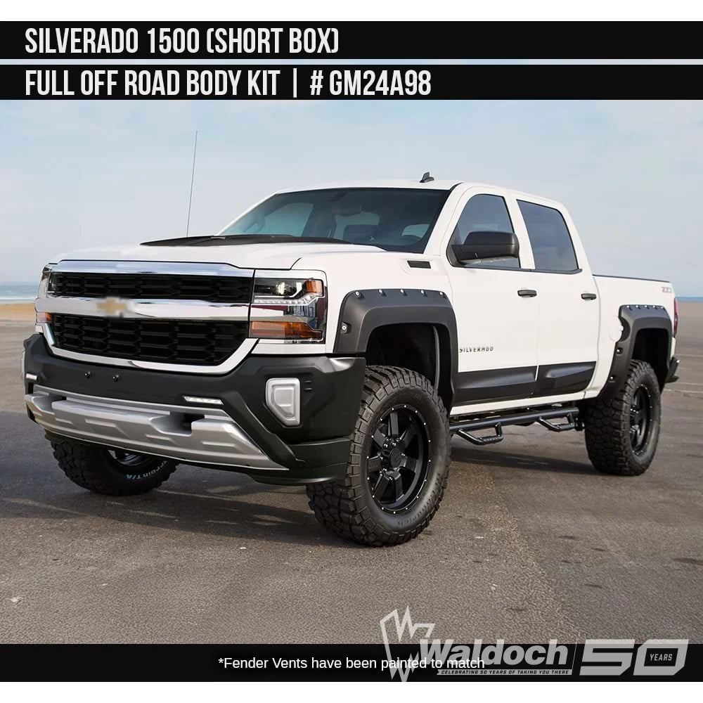 2016-2018 Chevrolet Silverado 1500 Off-Road Full Kit (for Short Box) Painted  Satin Black Install Ready