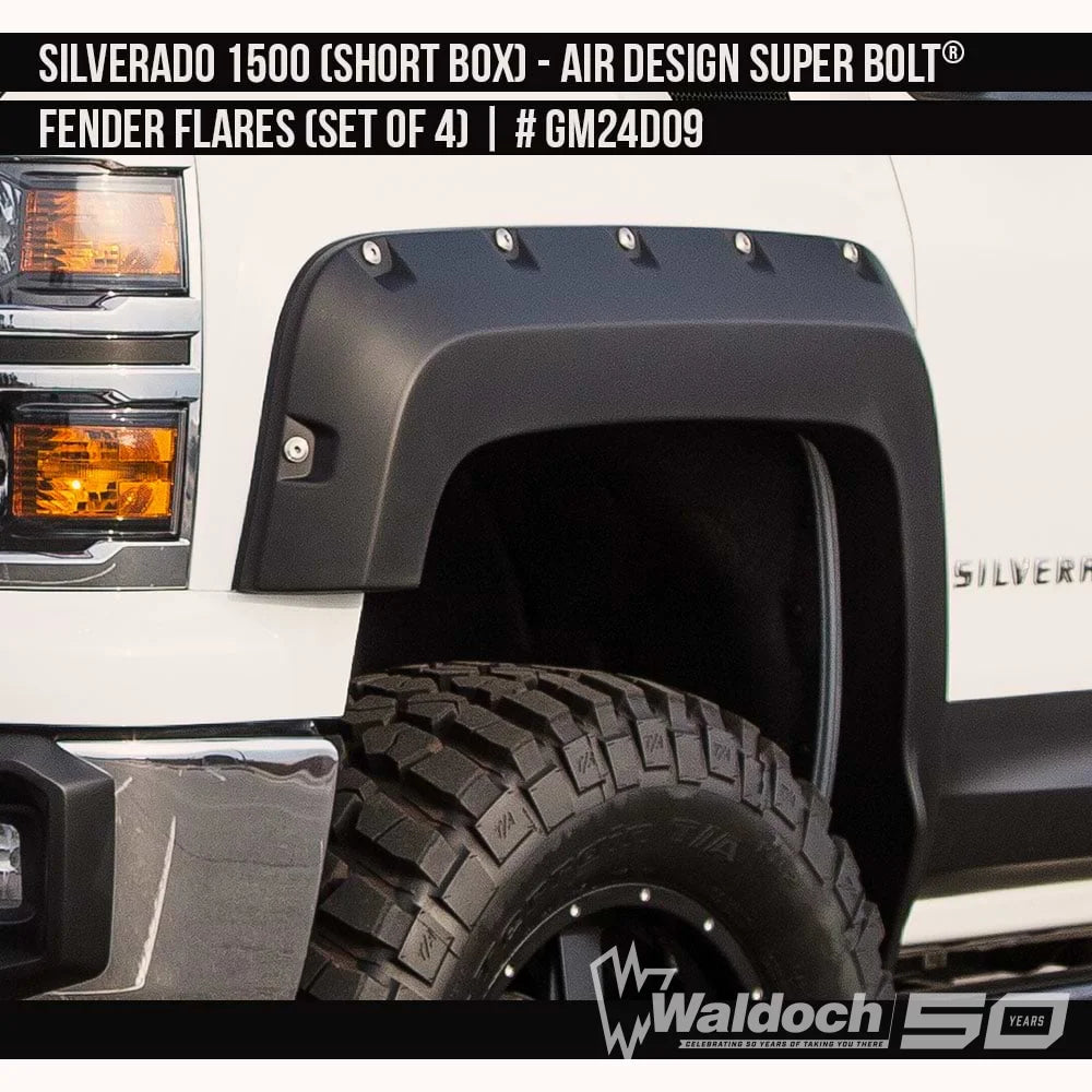 2014-2018 Chevrolet Silverado 1500 Super Bolt Fender Flare Set (for Short Box) Painted  Satin Black Install Ready