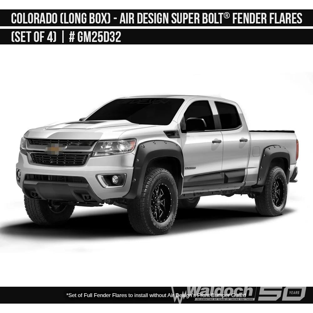2016-2020 Chevrolet Colorado Super Bolt Fender Flare Set (for Long Box) Painted  Satin Black Install Ready