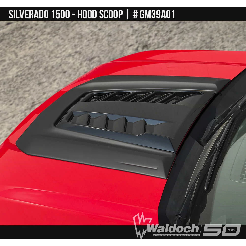2019-2024 Chevrolet Silverado 1500 Hood Scoop (except ZR2 versions) Painted  Satin Black Install Ready