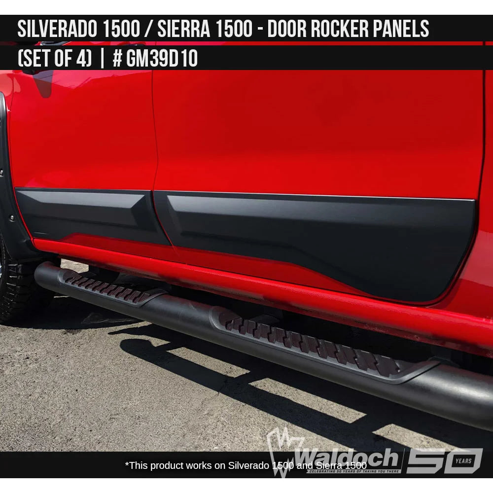 2019-2023 Chevrolet / GMC Silverado / Sierra 1500 Door Rocker Panel Set Crew Cab Painted  Satin Black Install Ready
