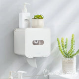 JOMOLA Pet Proof Toilet Paper Holder Adhesive Roll Toilet Paper Dispenser with Phone Shelf Wall Mounted Toilet Tissue Holder White (CABANA)