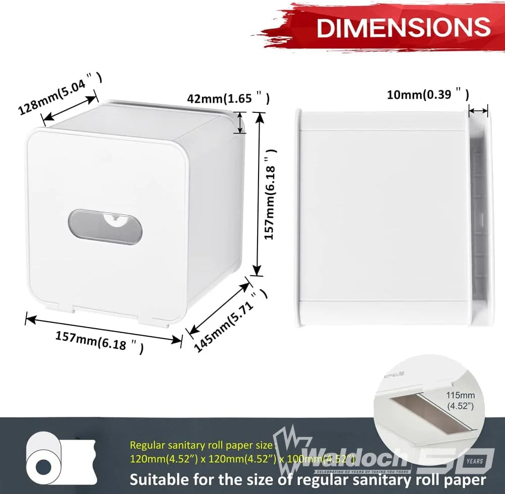 JOMOLA Pet Proof Toilet Paper Holder Adhesive Roll Toilet Paper Dispenser with Phone Shelf Wall Mounted Toilet Tissue Holder White (CABANA)
