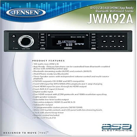 JENSEN WALLMOUNT STEREO/RECEIVER