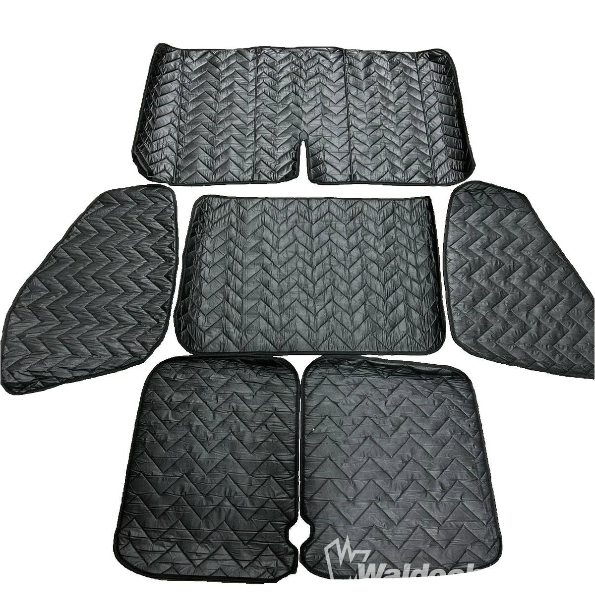 FORD TRANSIT - BLACKOUT WINDOW COVERINGS WINDSHEILD, DRIVER & PASSENGER, SLIDING DOOR AND DRIVER AND PASSENGER REAR DDORS - BLACK IN COLOR
