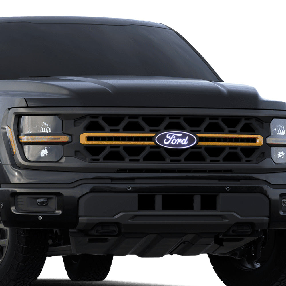 Luminix Ford Led Grille Emblems-Ford F-150 Front Emblem - With camera cutout (With Spray washer) | w/ Spray Washer) Includes OEM Plug-N-Play Quick Connect into Headlamp | Fits Tremor / Lariat