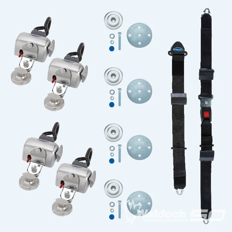 QRT Standard Kit for Slide N' Click, manual lap and shoulder belt fixed mounted, SNC floor anchorages