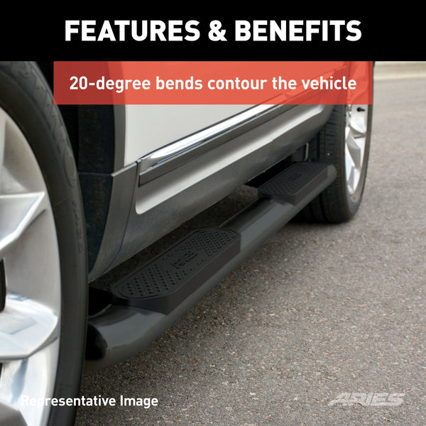 4" Black Steel Oval Side Bars, Select Toyota Tundra CrewMax