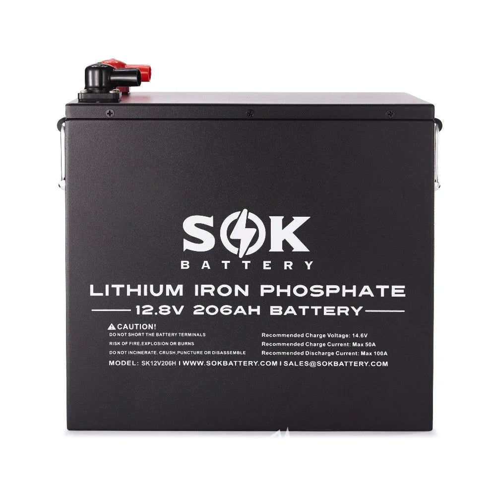 12V 206AH, METAL BOX, WITH BLUETOOTH, HEATER PAD - DRY AND WET USE - SK12V206H