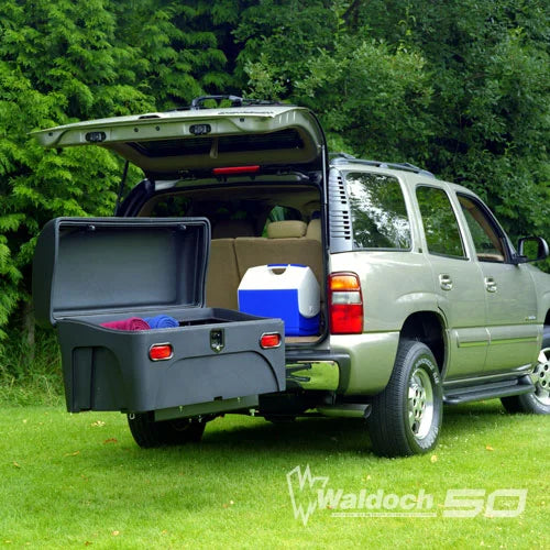 STOWAWAY STANDARD DUAL HITCH CARGO BOX (BLACK) ST 022.3 CARRIER SWINGAWAY FRAME 200LB WEIGHT CAPACITY Best Minivan SUV Cargo Hitch Cooler
