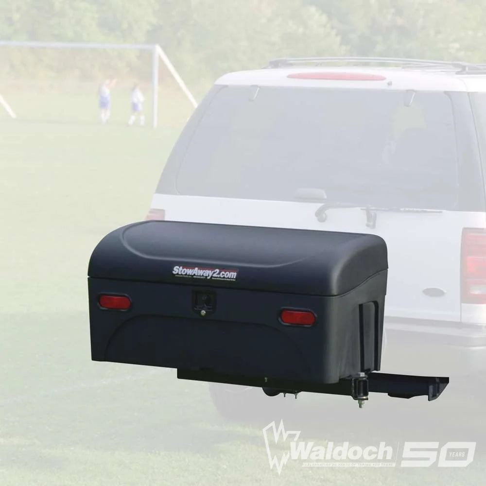 STOWAWAY STANDARD DUAL HITCH CARGO BOX (BLACK) ST 022.3 CARRIER SWINGAWAY FRAME 200LB WEIGHT CAPACITY Best Minivan SUV Cargo Hitch Cooler