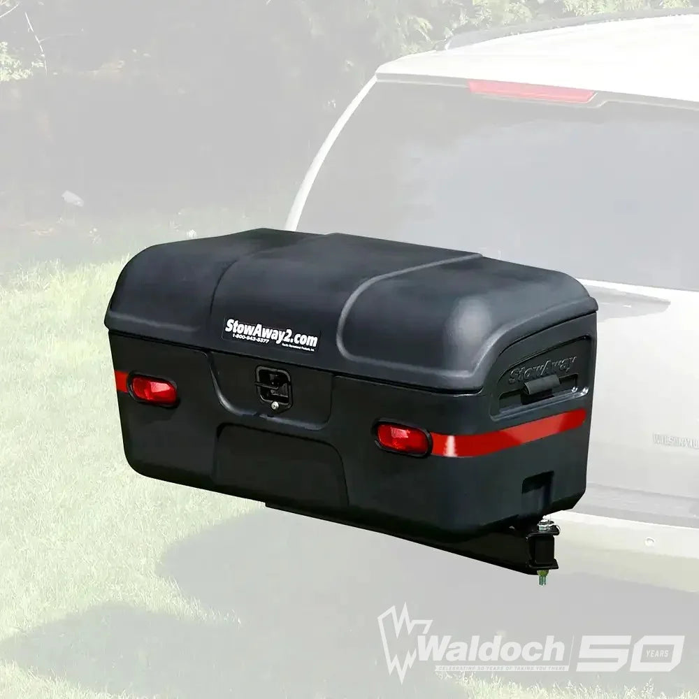 STOWAWAY MAX DUAL HITCH CARGO BOX (BLACK) ST 024.3 TRAVEL 2" HITCH - 51" L X 23" W X 26" H Best Luggage Carrier for Minivan SUV Mini Van