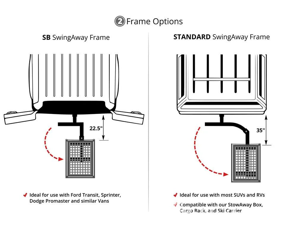 HITCH MOUNTED SKI CARRIER ON A SWINGAWAY FRAME