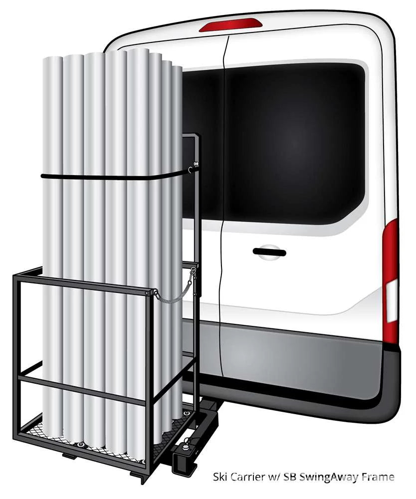 HITCH MOUNTED SKI CARRIER ON A SWINGAWAY FRAME