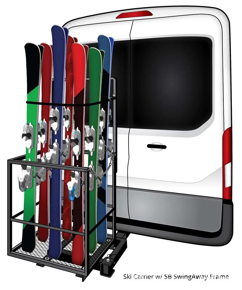 HITCH MOUNTED SKI CARRIER ON A SWINGAWAY FRAME