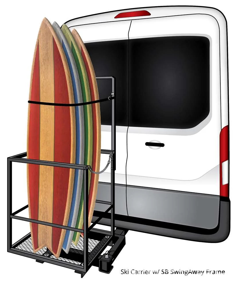 HITCH MOUNTED SKI CARRIER ON A SWINGAWAY FRAME