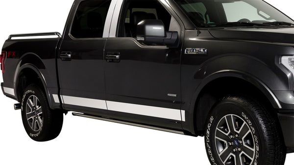 Stainless Steel Rocker Panels-Ford Super Duty Reg Cab 8 ft  Box Dually - 10pcs, 4.25 Inches Wide
