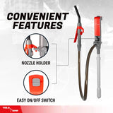 TERA PUMP TREP01-T Multipurpose Battery Powered Fuel Pump with Quick Stop Nozzle for Diesel, DEF, Kerosene - Gas Liquid Transfer Pump with Telescopic Suction (2.4 GPM, 360 Swivel Nozzle) - TREP01-T