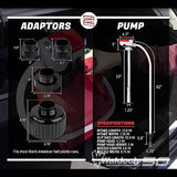 TERA PUMP TRFA01-XL Racing Fuel Transfer Pump, various Gas Can Fittings, Racing Fuel Cell Jug Adapter & Advanced Auto-Stop Sensor & Flexible Intake/Discharge Hose (2.4-GPM)