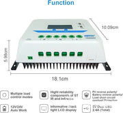 EPEVER Solar Charge Controller with USB Ports Output 12V/24V PWM Solar Panel Battery Charging Regulator LCD Display for Solar System (30A, )