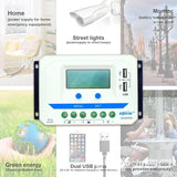 EPEVER Solar Charge Controller with USB Ports Output 12V/24V PWM Solar Panel Battery Charging Regulator LCD Display for Solar System (30A, )