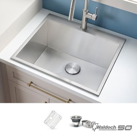 Square Stainless Steel Sink With Faucet Hole 405 X 355 Mm Dometic Square RV Kitchen Sink W/ 1-Hole Faucet & Glass Cover