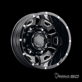 FORD TRANSIT BLACK AND MILLED 16X6 HUNTER DUALLY REAR WHEELS 003-6668RBM CONVERSION VAN WHEEL ULTRA WALDOCH