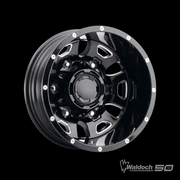 FORD TRANSIT BLACK AND MILLED 16X6 HUNTER DUALLY REAR WHEELS 003-6668RBM CONVERSION VAN WHEEL ULTRA WALDOCH