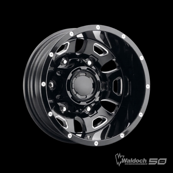 FORD TRANSIT BLACK AND MILLED 16X6 HUNTER DUALLY REAR WHEELS 003-6668RBM CONVERSION VAN WHEEL ULTRA WALDOCH