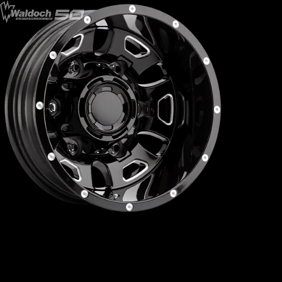 FORD TRANSIT BLACK AND MILLED 16X6 HUNTER DUALLY REAR WHEELS 003-6668RBM CONVERSION VAN WHEEL ULTRA WALDOCH