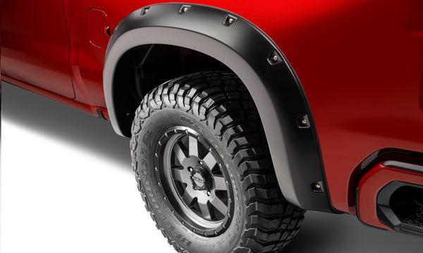 BUSHWACKER POCKET STYLE FENDER FLARES-2023 CHEVY SILVERADO 1400, CREW CAB, 5’8” BED