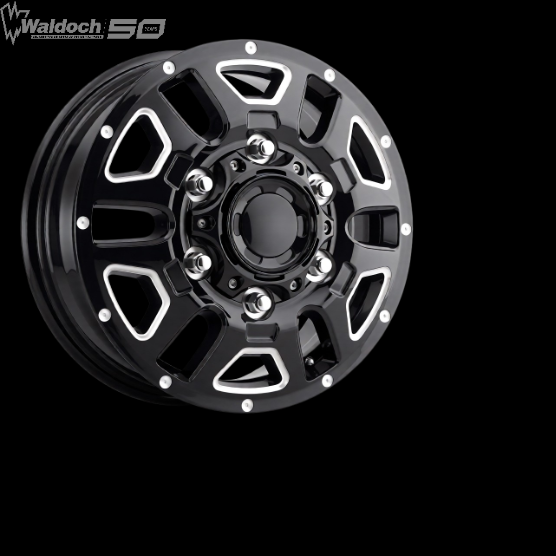 FORD TRANSIT BLACK AND MILLED 16X6 HUNTER DUALLY REAR WHEELS 003-6668RBM CONVERSION VAN WHEEL ULTRA WALDOCH